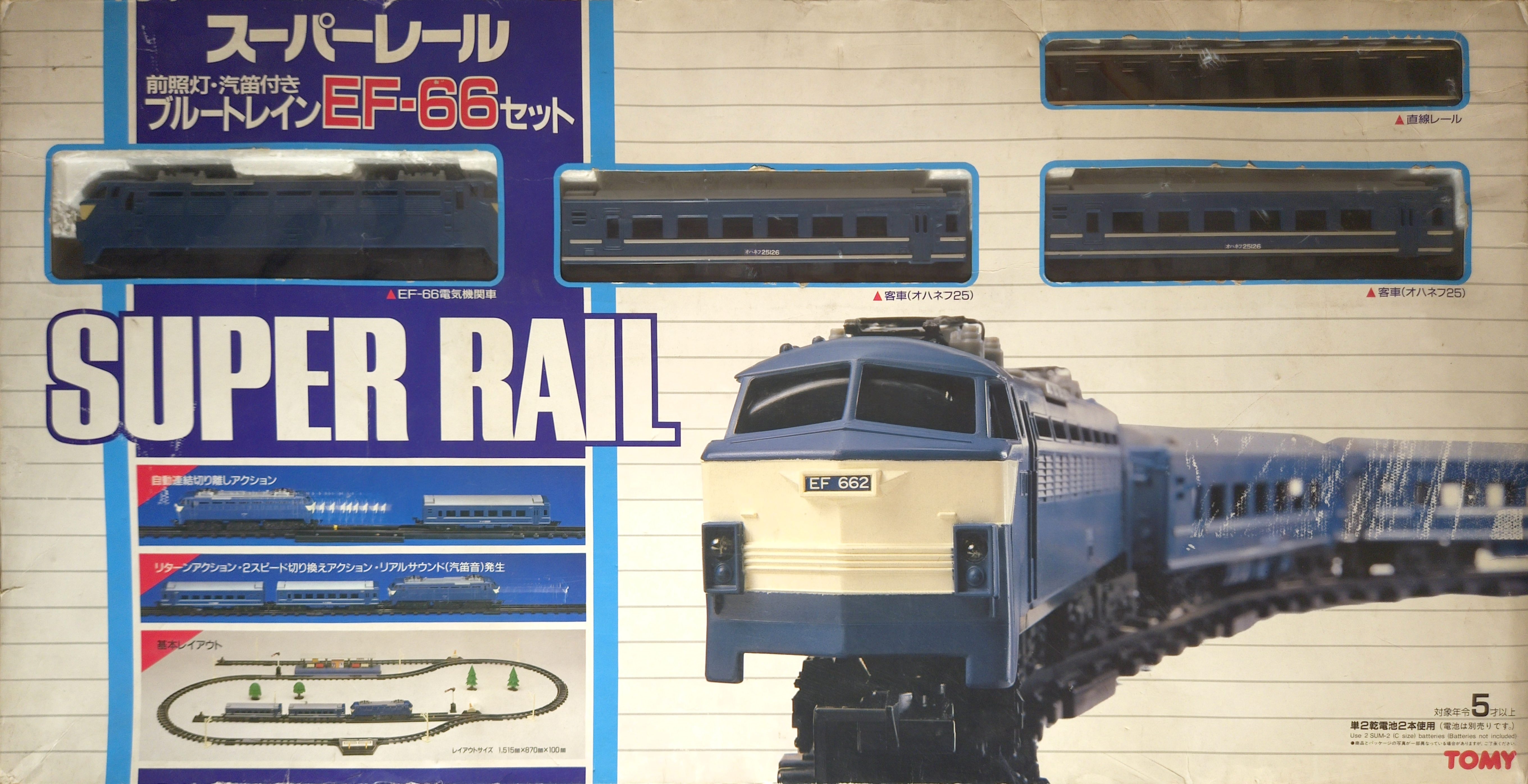 TOMY トミー スーパーレール ブルートレイン EF-66 セット JR EF66形ブルートレインセット｜製品情報｜製品検索｜鉄道模型